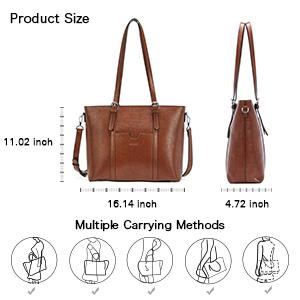 Der lederne Bote Bag der Weinlese-Frauen 15,6 Zoll-Laptop Tote Bag 2