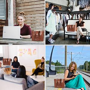 Der lederne Bote Bag der Weinlese-Frauen 15,6 Zoll-Laptop Tote Bag 4