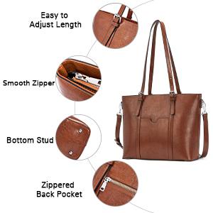 Der lederne Bote Bag der Weinlese-Frauen 15,6 Zoll-Laptop Tote Bag 3