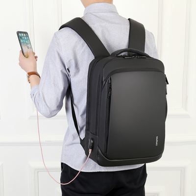 BSCI-Geschäfts-Laptop-Rucksack aufladende lederne Computer-Tasche 1000g 15,6 Zoll USBs