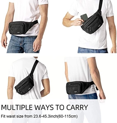 Bum Fashion Fanny Pack Men-Frauen wässern beständige Taillen-Tasche mit 6 Reißverschluss zugemachten Taschen