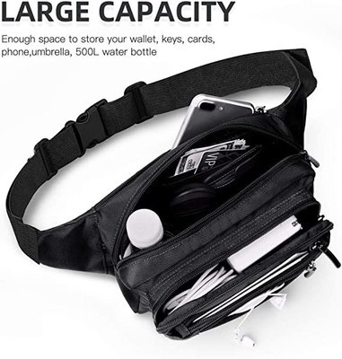 Bum Fashion Fanny Pack Men-Frauen wässern beständige Taillen-Tasche mit 6 Reißverschluss zugemachten Taschen