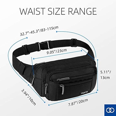 Bum Fashion Fanny Pack Men-Frauen wässern beständige Taillen-Tasche mit 6 Reißverschluss zugemachten Taschen