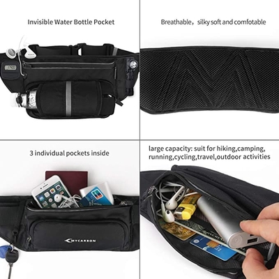 Polyester-wasserdichter Bum Jogging Belt Bag Running-Gurt mit Flaschen-Halter