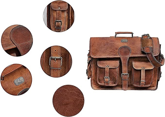 400g 14 Zoll-Weinlese-handgemachter lederner Bote-Bag For Laptop-Aktenkoffer