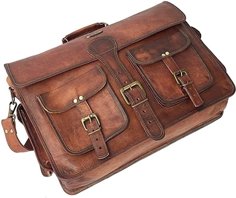 400g 14 Zoll-Weinlese-handgemachter lederner Bote-Bag For Laptop-Aktenkoffer