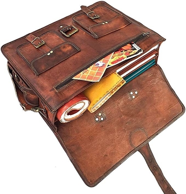 400g 14 Zoll-Weinlese-handgemachter lederner Bote-Bag For Laptop-Aktenkoffer